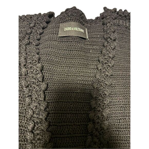 Zadig & Voltaire size large Marty black cotton knit cardigan sweater - NWT - Picture 11 of 12